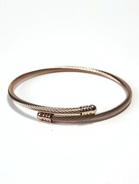 Rose Gold Cable Twist Open Wrap Bangle Bracelet